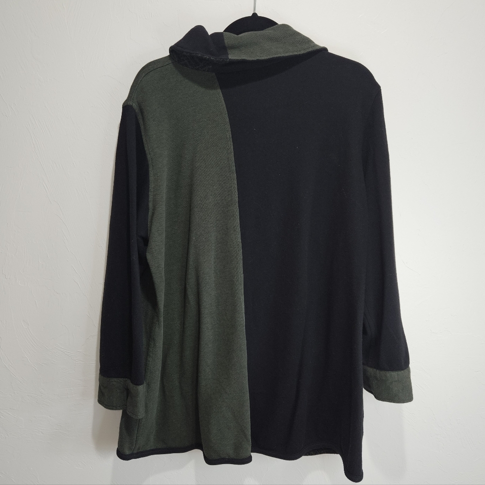 Women Parsley & Sage Reversible Sweater Tunic Top Green Black Lagenlook Cowl 1X - Picture 5 of 14